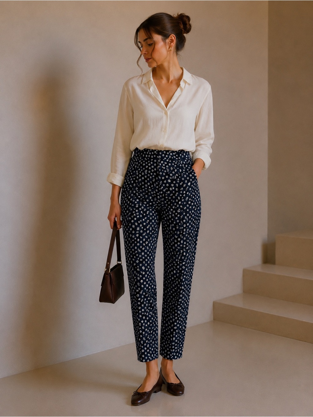 J. Crew Navy Floral Cropped Skinny Leg Pants Size 6